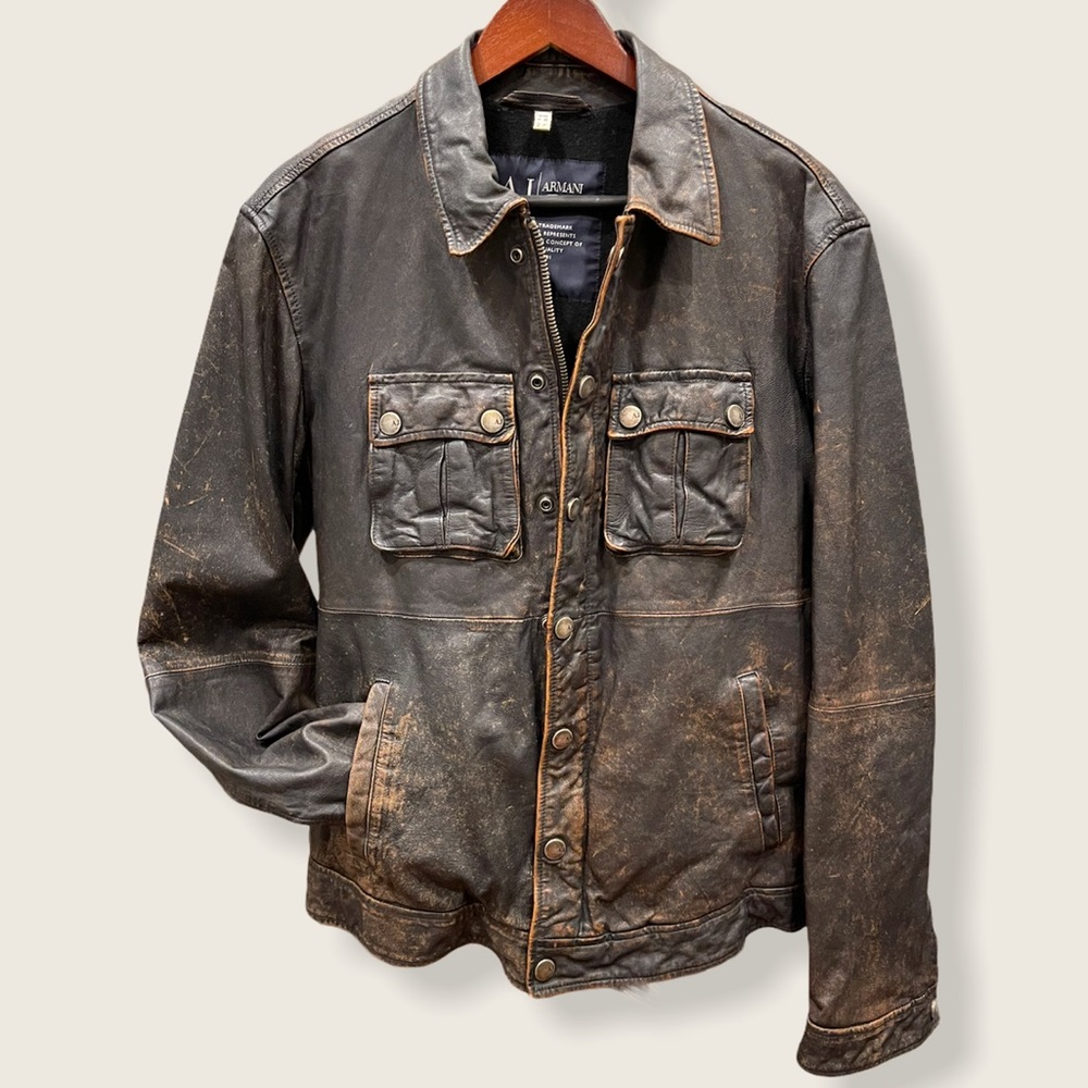 Armani jeans leather jacket